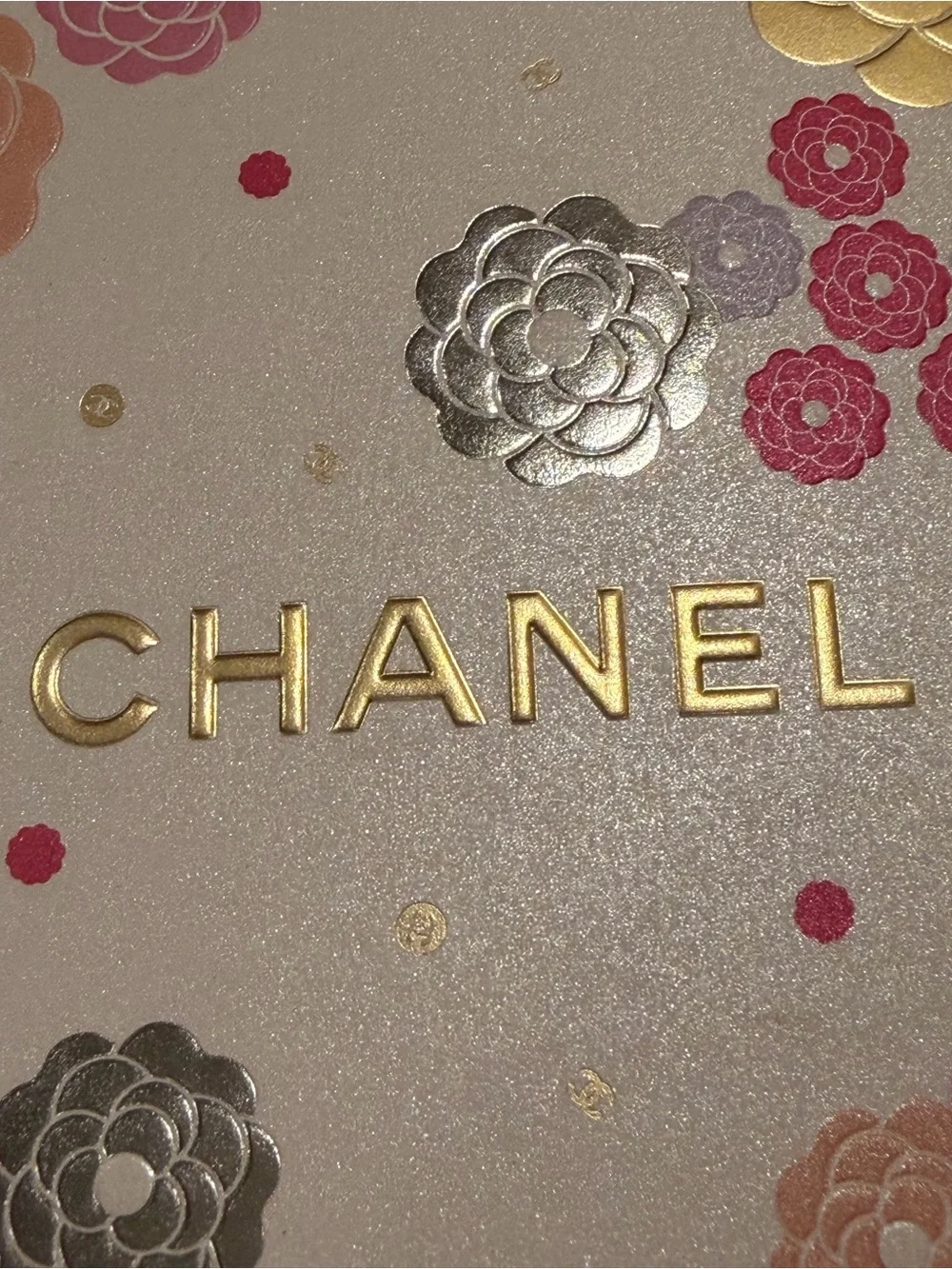 CHANEL Shimmery Pink, Gold, Silver Greeting Card. 🩷🏆🩶🩷🏆🩶